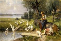 Woman and Geese-Ernst Meissner-Giclee Print