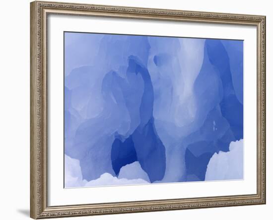 Eroded Blue Iceberg Floating at South Georgia Island-John Eastcott & Yva Momatiuk-Framed Photographic Print