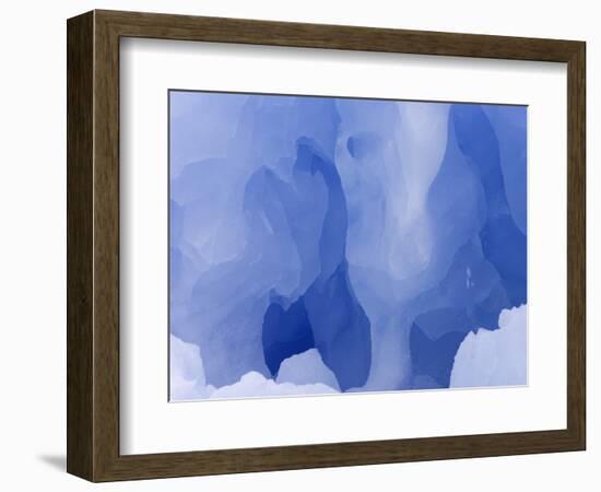 Eroded Blue Iceberg Floating at South Georgia Island-John Eastcott & Yva Momatiuk-Framed Photographic Print