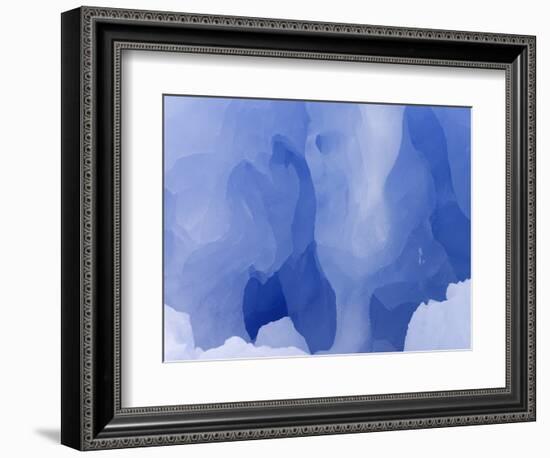 Eroded Blue Iceberg Floating at South Georgia Island-John Eastcott & Yva Momatiuk-Framed Photographic Print