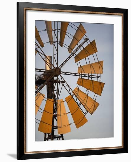 Erongo Region, Okahandja, the Fins of a Windmill Highlighted by the Setting Sun, Namibia-Mark Hannaford-Framed Photographic Print