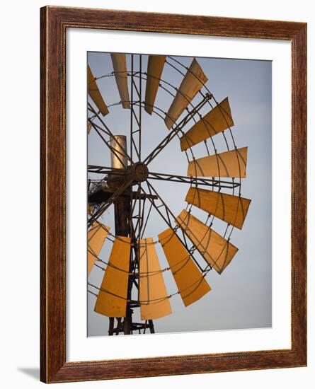 Erongo Region, Okahandja, the Fins of a Windmill Highlighted by the Setting Sun, Namibia-Mark Hannaford-Framed Photographic Print