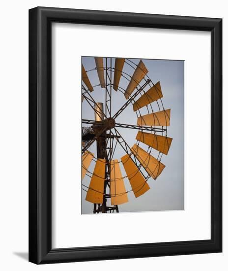 Erongo Region, Okahandja, the Fins of a Windmill Highlighted by the Setting Sun, Namibia-Mark Hannaford-Framed Photographic Print