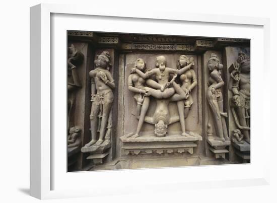 Erotic Images on Exterior of Kandariya Mahadeva Temple-null-Framed Photographic Print