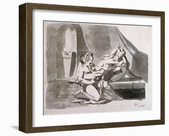 Erotic Scene of a Man with Two Women, c.1770-78-Henry Fuseli-Framed Giclee Print