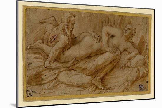 Erotic Scene Par Romano, Giulio (1499-1546), after 1524 - Pen, Brush, Brown Indian Ink, White Colou-Giulio Romano-Mounted Giclee Print