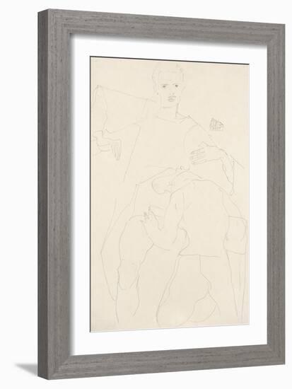 Erotic Scene (Self-Portrait); Erotische Szene (Selbstportrat), 1911-Egon Schiele-Framed Giclee Print