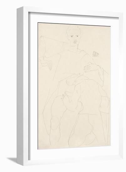 Erotic Scene (Self-Portrait); Erotische Szene (Selbstportrat), 1911-Egon Schiele-Framed Giclee Print