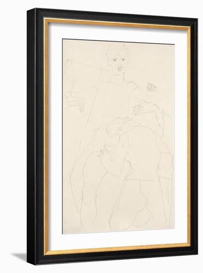 Erotic Scene (Self-Portrait); Erotische Szene (Selbstportrat), 1911-Egon Schiele-Framed Giclee Print