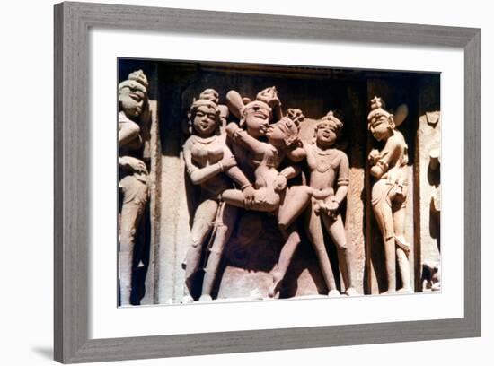 Erotic Sculpture, Hindu Temple, Khajuraho, India, 950-1050-null-Framed Photographic Print