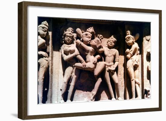 Erotic Sculpture, Hindu Temple, Khajuraho, India, 950-1050-null-Framed Photographic Print