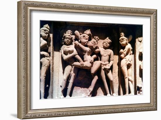 Erotic Sculpture, Hindu Temple, Khajuraho, India, 950-1050-null-Framed Photographic Print