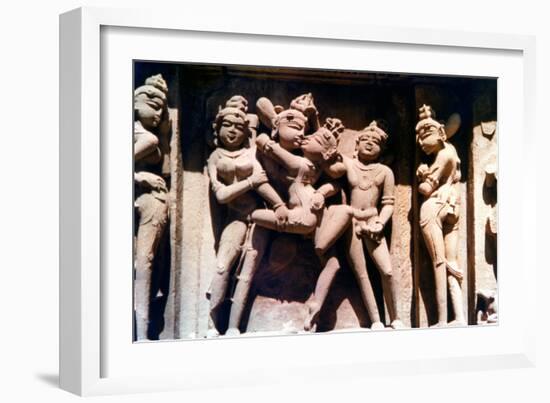 Erotic Sculpture, Hindu Temple, Khajuraho, India, 950-1050-null-Framed Photographic Print