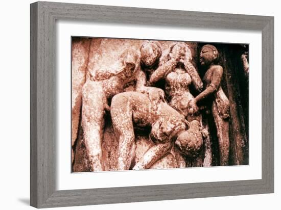 Erotic Sculpture, Hindu Temple, Khajuraho, India, 950-1050-null-Framed Photographic Print