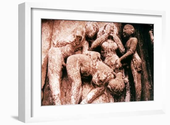 Erotic Sculpture, Hindu Temple, Khajuraho, India, 950-1050-null-Framed Photographic Print