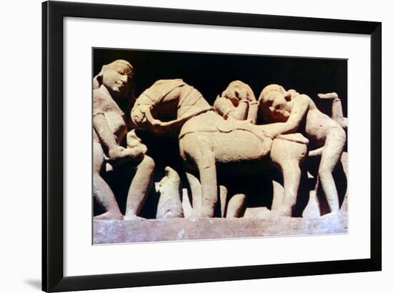 Erotic Sculpture, Hindu Temple, Khajuraho, India, 950-1050-null-Framed Photographic Print