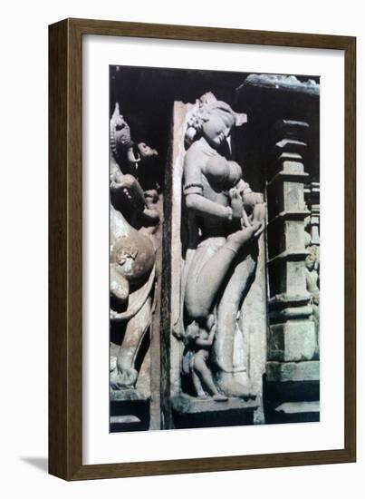 Erotic Sculpture, Khajuraho, India, C950-1050-null-Framed Giclee Print