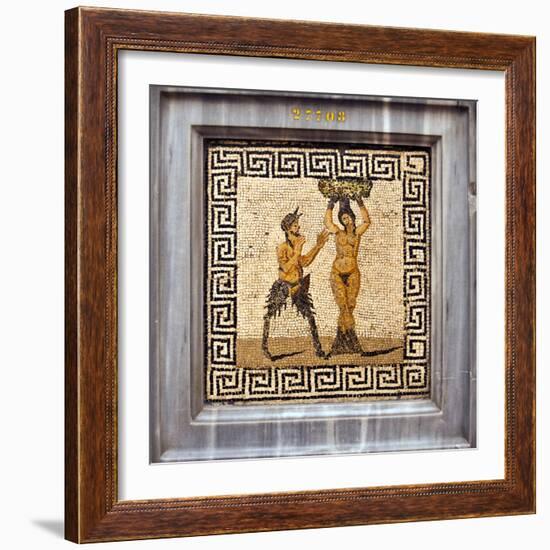 Erotic Tile Mosaic of Pan and Hamadryad from Pompeii, Nat'l Archaeological Museum, Naples, Italy-Miva Stock-Framed Photographic Print