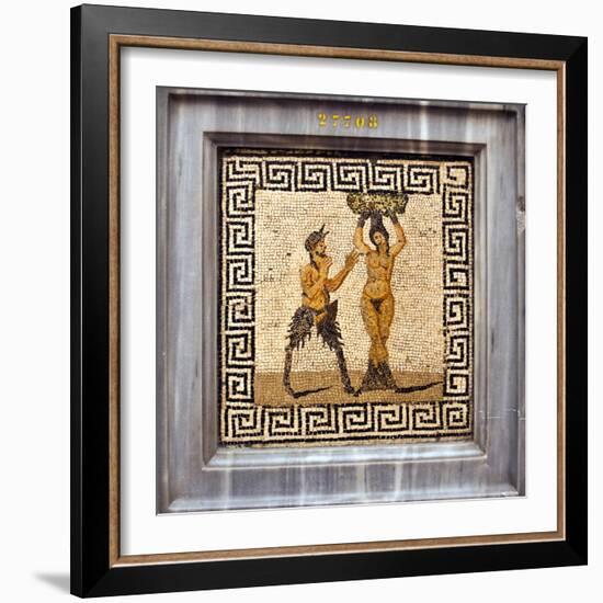 Erotic Tile Mosaic of Pan and Hamadryad from Pompeii, Nat'l Archaeological Museum, Naples, Italy-Miva Stock-Framed Photographic Print