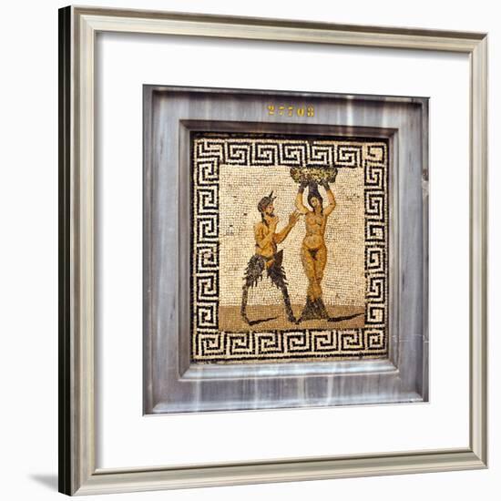 Erotic Tile Mosaic of Pan and Hamadryad from Pompeii, Nat'l Archaeological Museum, Naples, Italy-Miva Stock-Framed Photographic Print