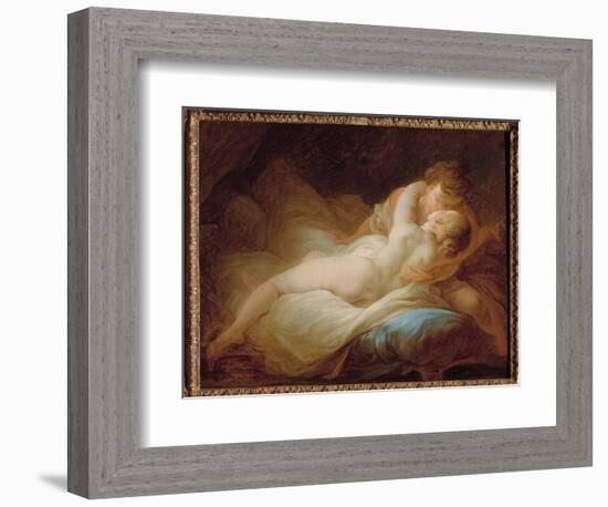 Erotica: the Moment Desire  or Happy Lovers  A Couple Kissing in a Bed, 18Th Century (Oil on Canvas-Jean-Honore Fragonard-Framed Giclee Print