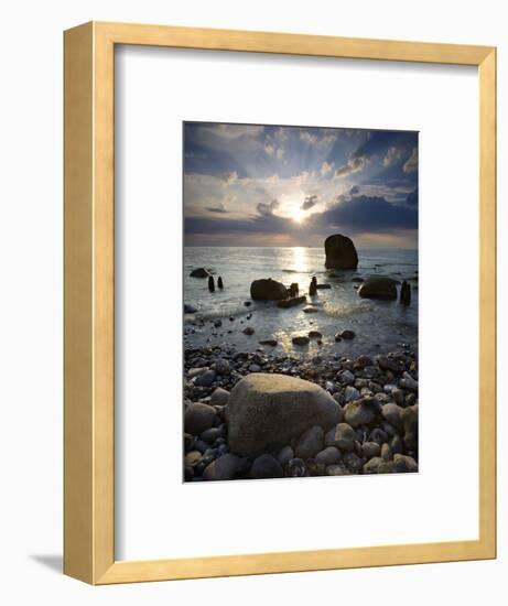 Erratic Blocks at Sunrise, National Park Jasmund, Island RŸgen, Mecklenburg-West Pomerania, Germany-Andreas Vitting-Framed Photographic Print