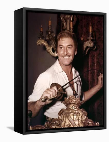 Errol Flynn AGAINST ALL FLAGS, 1952 directed by GEORGE SHERMAN (photo)-null-Framed Stretched Canvas