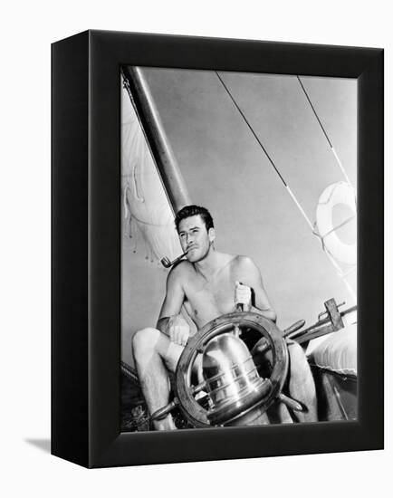 Errol Flynn Relaxing on His Yacht, October 20, 1937-null-Framed Stretched Canvas