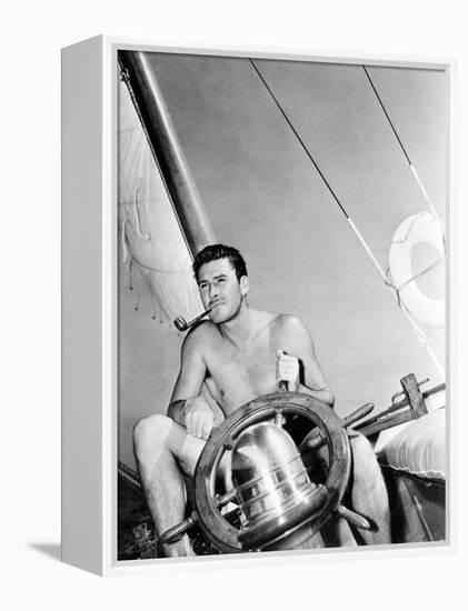 Errol Flynn Relaxing on His Yacht, October 20, 1937-null-Framed Stretched Canvas