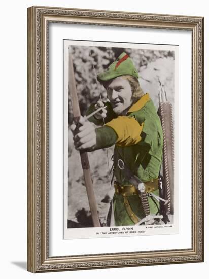 Erroll Flynn in "The Adventures of Robin Hood" 1938-null-Framed Art Print