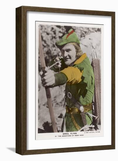 Erroll Flynn in "The Adventures of Robin Hood" 1938-null-Framed Art Print