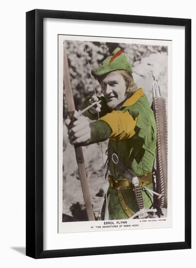 Erroll Flynn in "The Adventures of Robin Hood" 1938-null-Framed Art Print