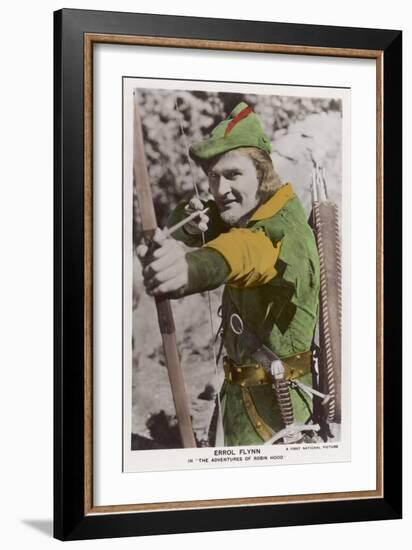 Erroll Flynn in "The Adventures of Robin Hood" 1938-null-Framed Art Print