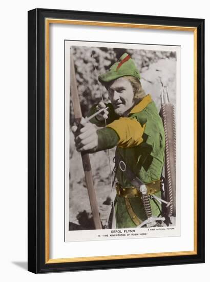 Erroll Flynn in "The Adventures of Robin Hood" 1938-null-Framed Art Print