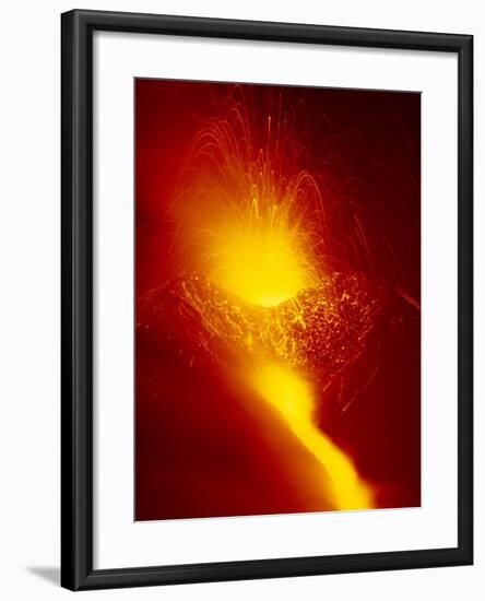 Eruption and Lava Flow from the Southern Flank of Mt. Etna in 2001, Italy-Robert Francis-Framed Photographic Print