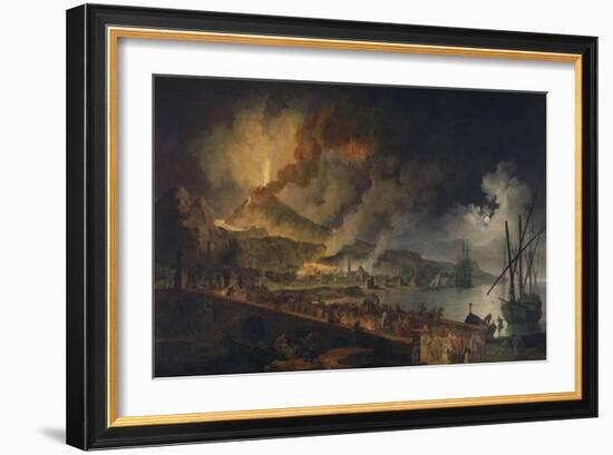 Eruption du Vésuve et vue de Portici-Pierre Jacques Volaire-Framed Giclee Print