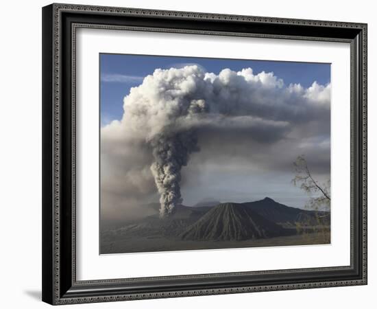 Eruption of Ash Cloud from Mount Bromo Volcano, Tengger Caldera, Java, Indonesia-Stocktrek Images-Framed Photographic Print