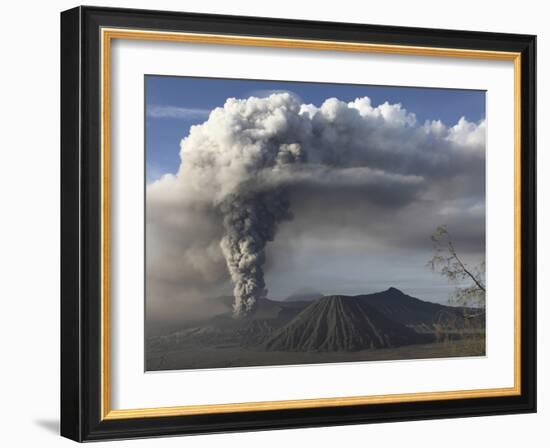 Eruption of Ash Cloud from Mount Bromo Volcano, Tengger Caldera, Java, Indonesia-Stocktrek Images-Framed Photographic Print