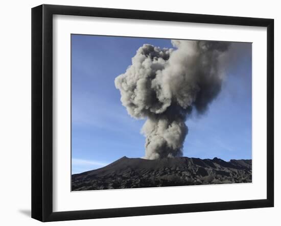 Eruption of Ash Cloud from Mount Bromo Volcano, Tengger Caldera, Java, Indonesia-Stocktrek Images-Framed Photographic Print