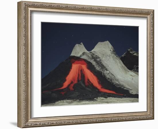 Eruption of Natrocarbonatite Lava Flows from Hornito at Ol Doinyo Lengai Volcano, Tanzania, Africa-Stocktrek Images-Framed Photographic Print