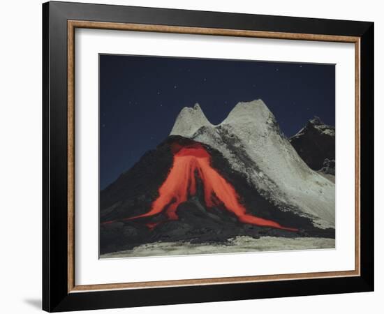 Eruption of Natrocarbonatite Lava Flows from Hornito at Ol Doinyo Lengai Volcano, Tanzania, Africa-Stocktrek Images-Framed Photographic Print