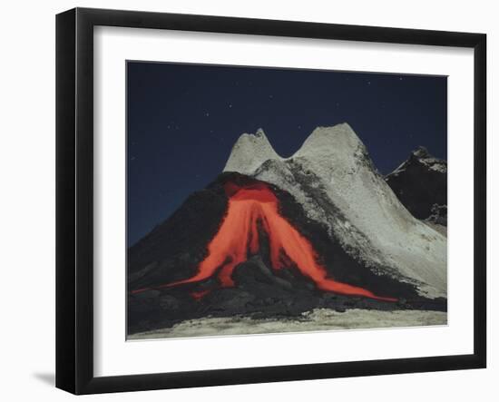 Eruption of Natrocarbonatite Lava Flows from Hornito at Ol Doinyo Lengai Volcano, Tanzania, Africa-Stocktrek Images-Framed Photographic Print