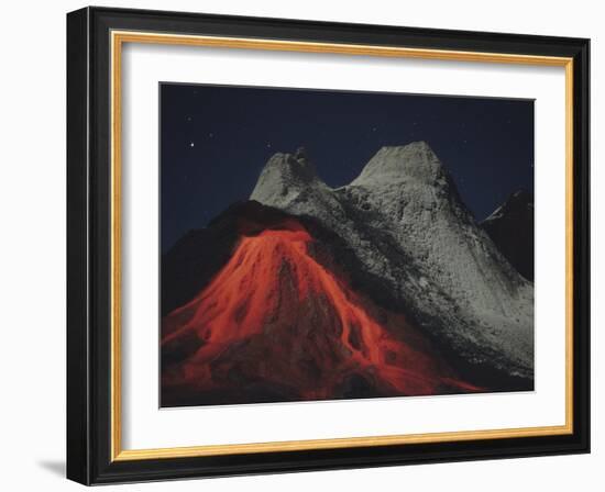 Eruption of Natrocarbonatite Lava Flows from Hornito at Ol Doinyo Lengai Volcano, Tanzania, Africa-Stocktrek Images-Framed Photographic Print