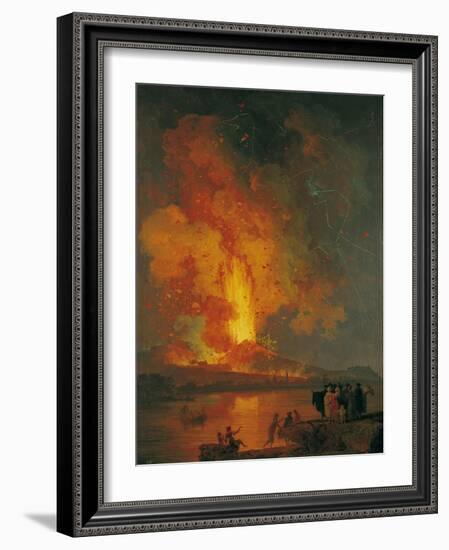 Eruption of Vesuvius, Pierre-Jacques Volaire, 18th C. People Watch from across Gulf of Naples-Pierre-Jacques Volaire-Framed Art Print