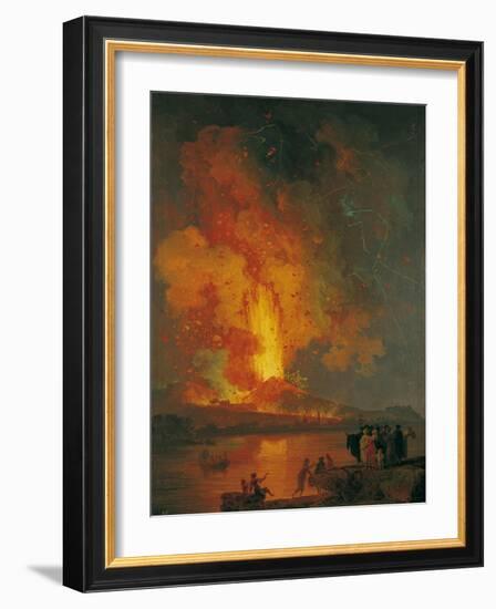 Eruption of Vesuvius, Pierre-Jacques Volaire, 18th C. People Watch from across Gulf of Naples-Pierre-Jacques Volaire-Framed Art Print