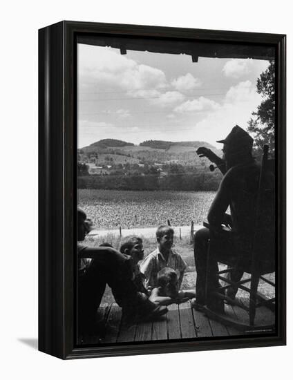 Ervin Merriman Telling Children About His Childhood-Robert W^ Kelley-Framed Premier Image Canvas