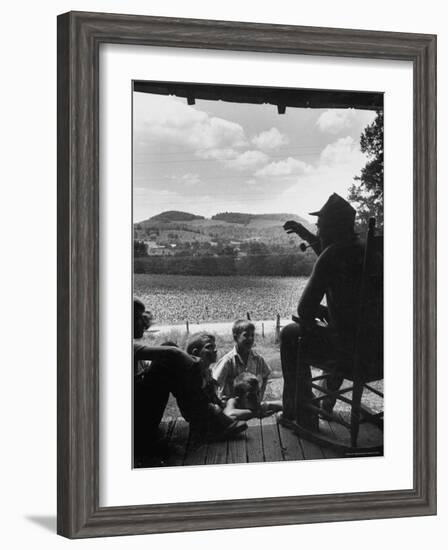 Ervin Merriman Telling Children About His Childhood-Robert W^ Kelley-Framed Photographic Print