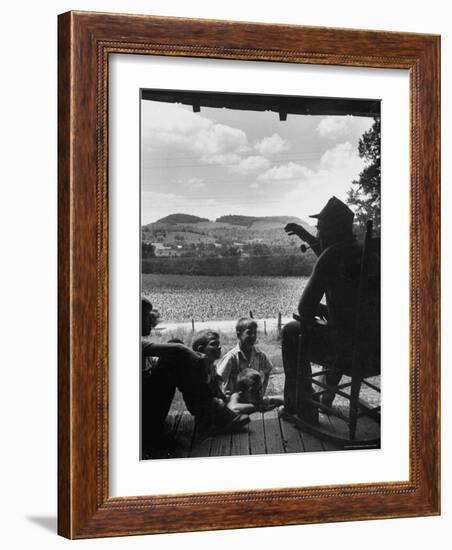 Ervin Merriman Telling Children About His Childhood-Robert W^ Kelley-Framed Photographic Print