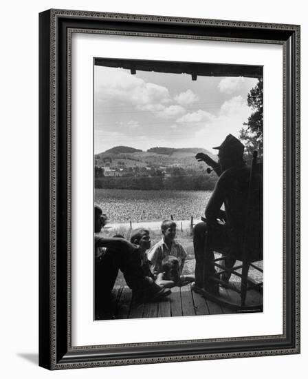 Ervin Merriman Telling Children About His Childhood-Robert W^ Kelley-Framed Photographic Print