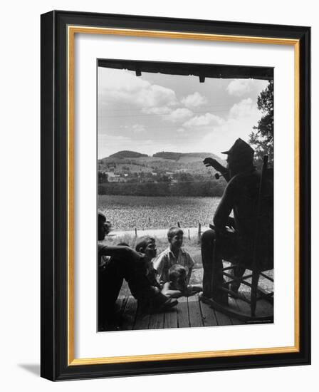 Ervin Merriman Telling Children About His Childhood-Robert W^ Kelley-Framed Photographic Print